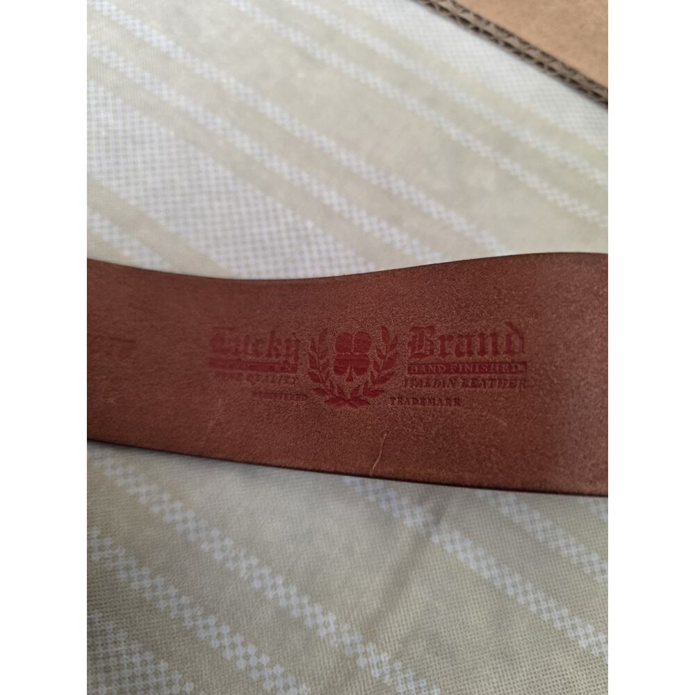 Lucky Brand Leather Belt With Owl Buckle Vintage Size 32" - Picture 5 of 14